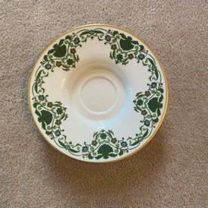 Lenox Radiance Porcelain Candle Plate Holder w/ Green 24k Gold Trim